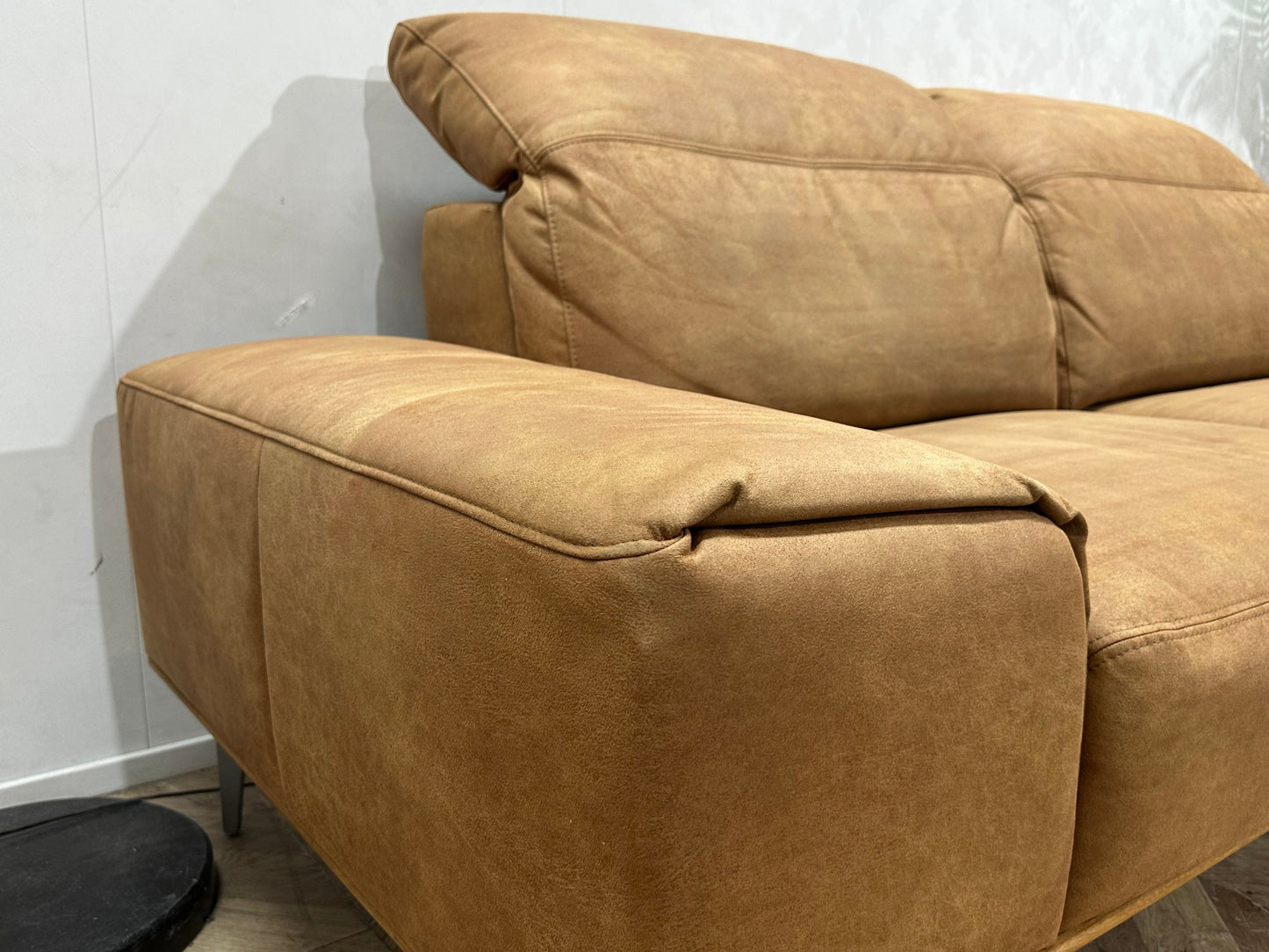 Musterring Cognac Bruine Suède Stoffen Design Zetel ~ Verstelbare Hoofdsteunen