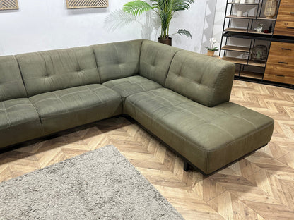 Groene Suède Stoffen Hoekzetel Inc Hocker ~ Vaste Kussens