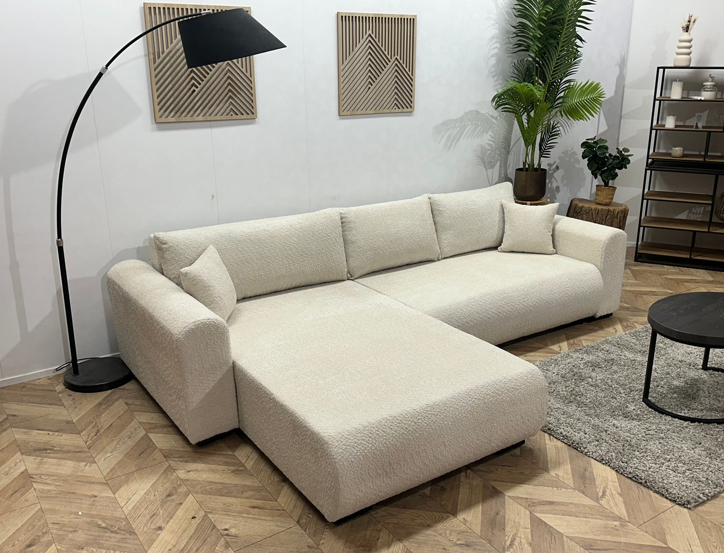 !Showroommodel! Witte/Crème Bouclé Hoekzetel