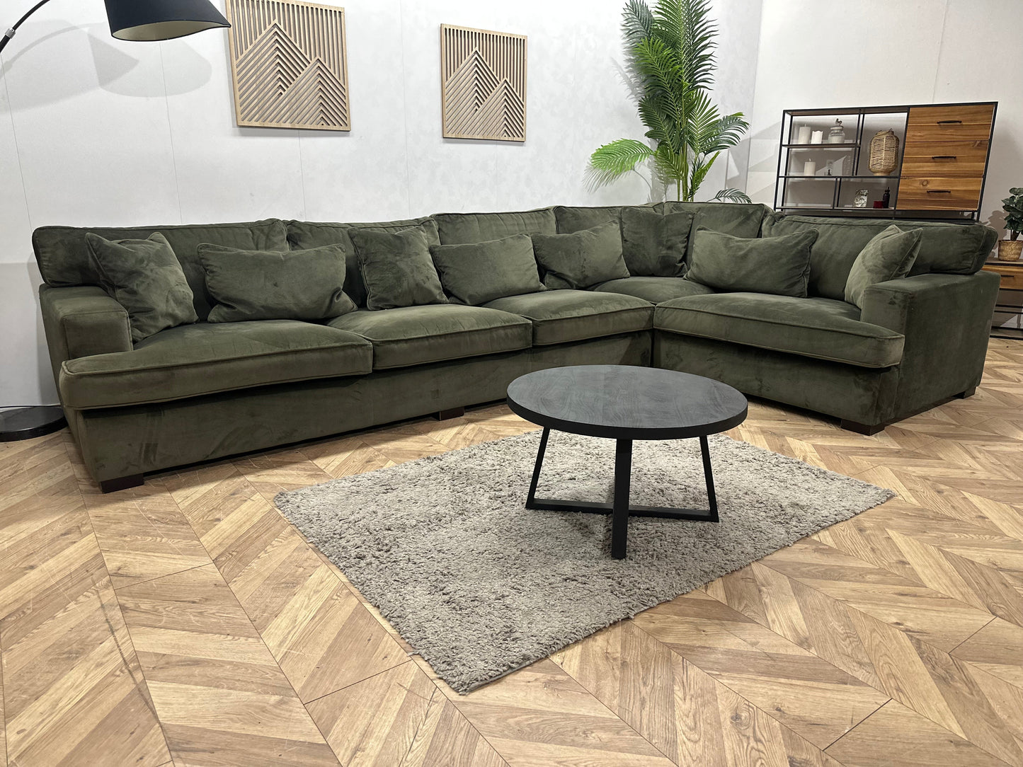 Groene Velvet Ruime Hoekzetel ~ Losse Kussens Met Afneembare Hoezen