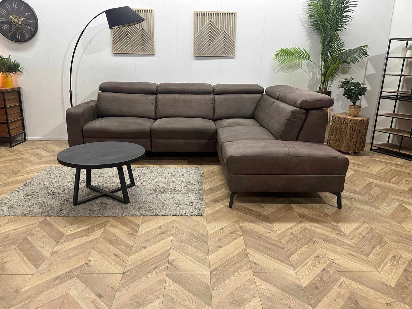 H&H Bruine Suède Stoffen Hoekzetel ~ Relaxfunctie