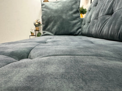 Umix Blauwe Velvet 2.5-Zits Zetel ~ Losse Rugkussens Met Afneembare Hoezen