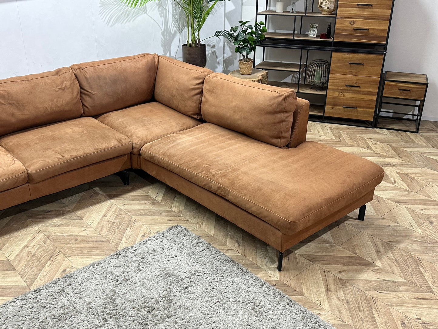 Cognac Bruine Suède Stoffen U Zetel ~ Losse Kussens Met Afneembare Hoezen