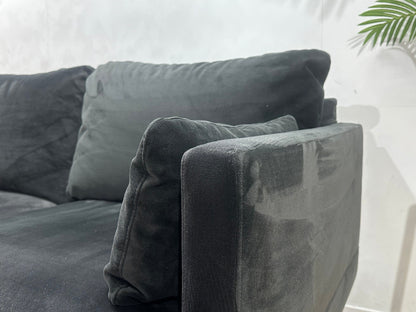 Zwarte Velvet 2-Zits Zetel ~ Losse Kussens Met Afneembare Hoezen