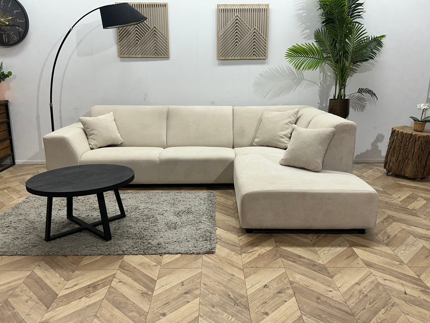 !Showroommodel! Crème Suède Stoffen Hoekzetel