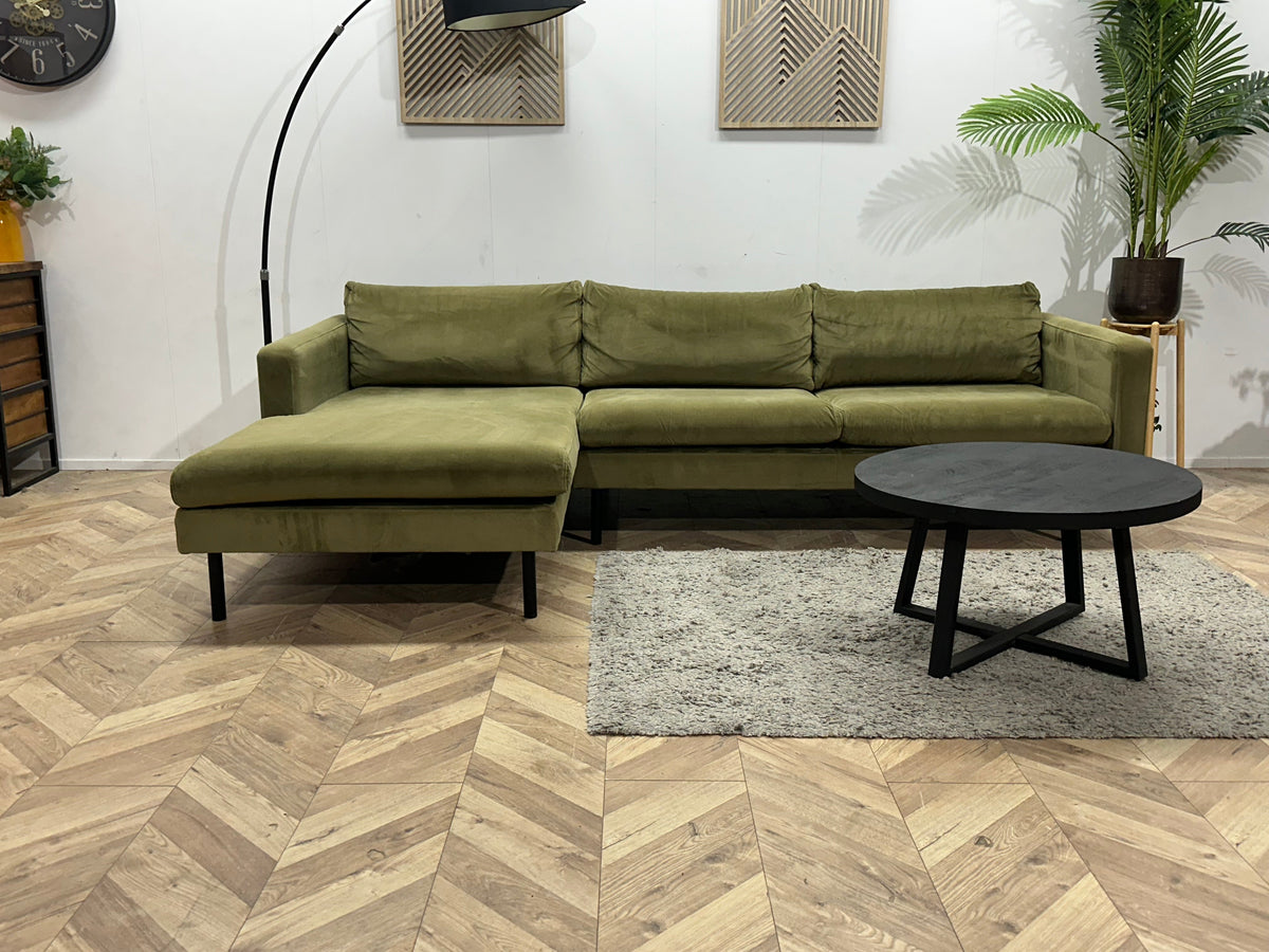 Groene Velvet Hoekzetel ~ Losse Kussens Met Afneembare Hoezen