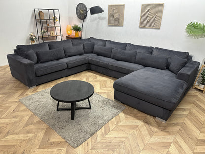 Antraciet Velvet U Zetel ~ Losse Kussens Met Afneembare Hoezen