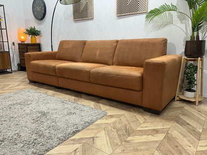 Cognac Bruine Suède Stoffen 3-Zits Zetel Inc Hocker ~ Inruilvoordeel