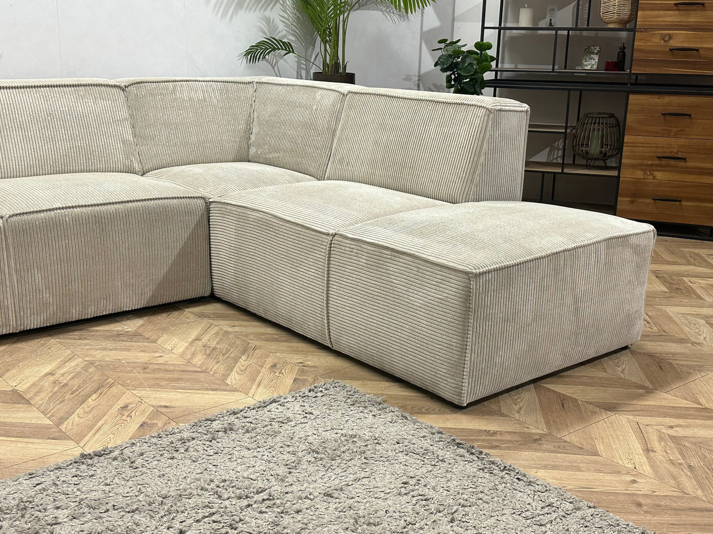 !Showroommodel! Witte Ribstof U Zetel
