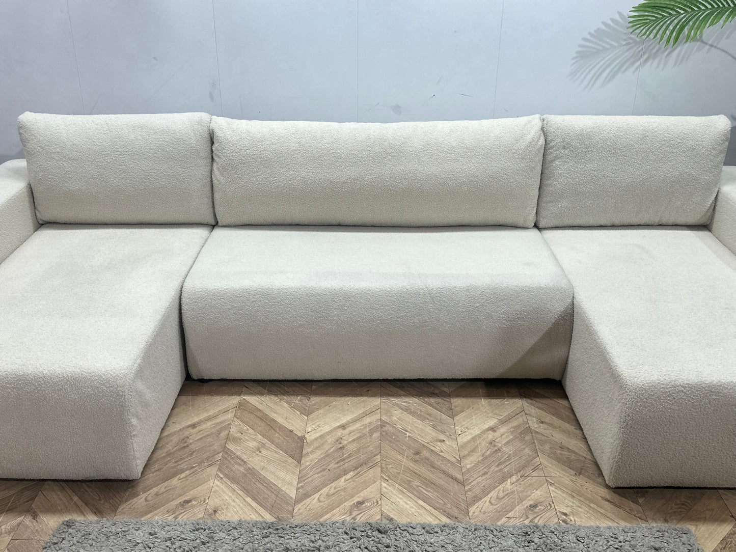 !Showroommodel! Witte Bouclé Stoffen U Zetel ~ Slaapfunctie