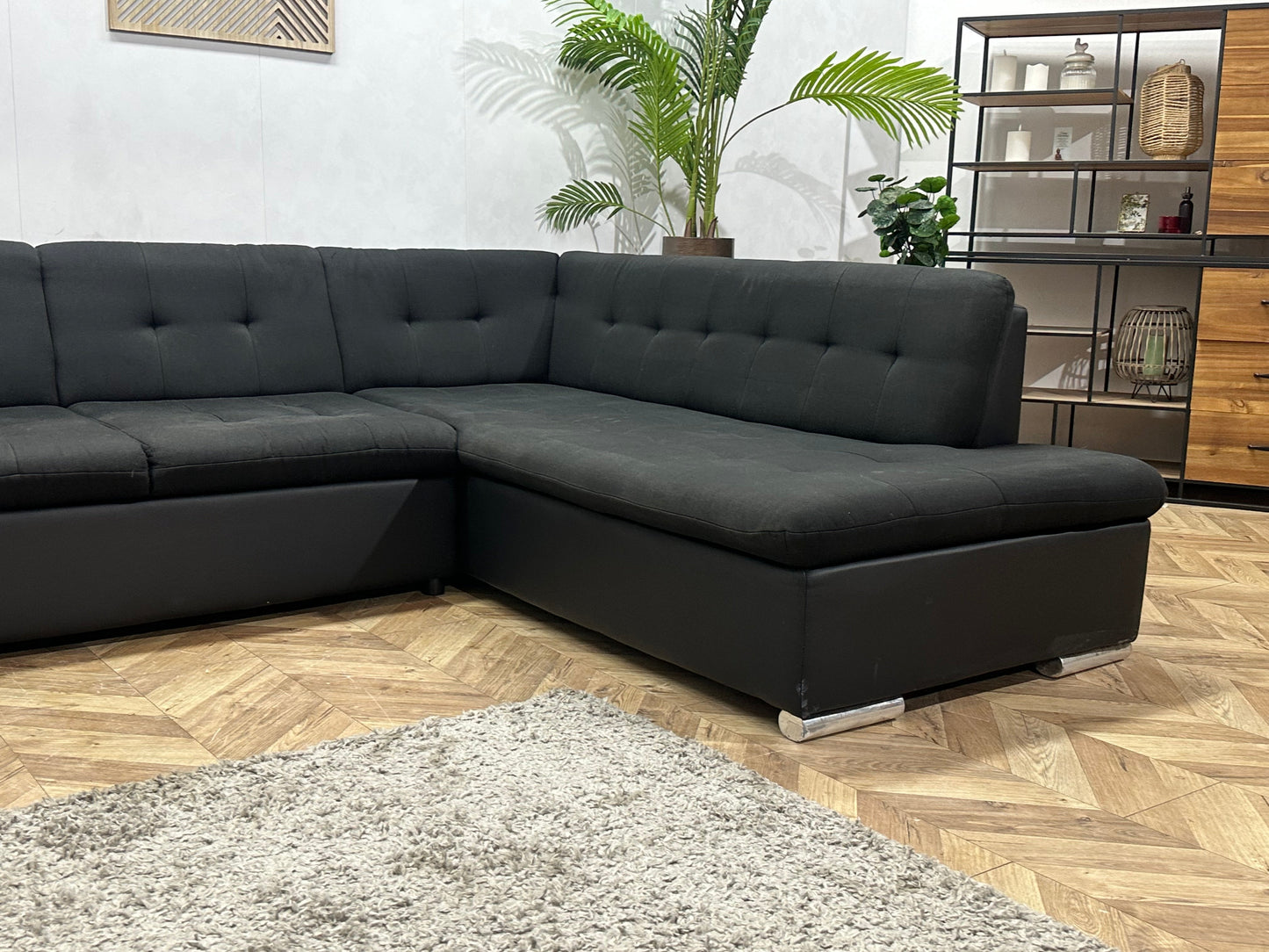 !Showroommodel! Zwarte Stoffen/Lederen U Zetel