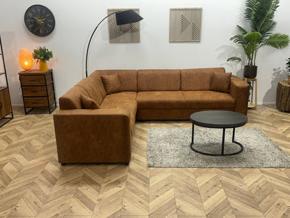 !Showroommodel! Cognac Bruine Suède Stoffen Hoekzetel