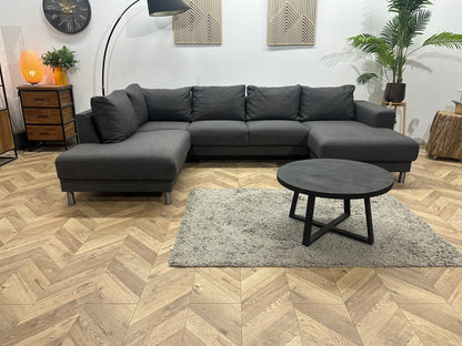 Antraciet U Zetel ~ Losse Rugkussens Met Afneembare Hoezen