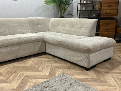 !Showroommodel! Witte Ribstof U Zetel ~ Slaapfunctie