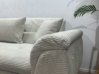 !Showroommodel! Witte Ribstof Hoekzetel ~ Slaapfunctie