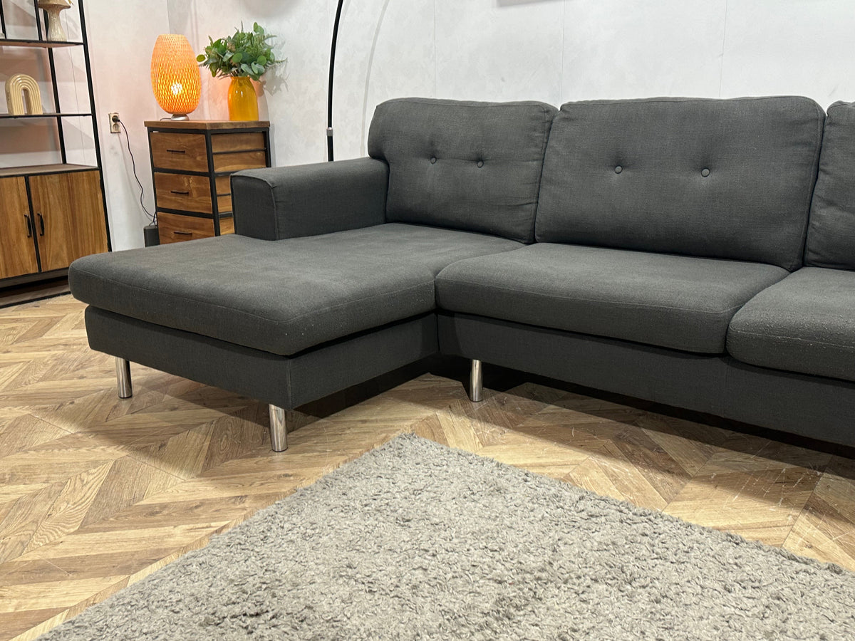 Antraciet Hoekzetel Inc Hocker ~ Losse Kussens Met Afneembare Hoezen