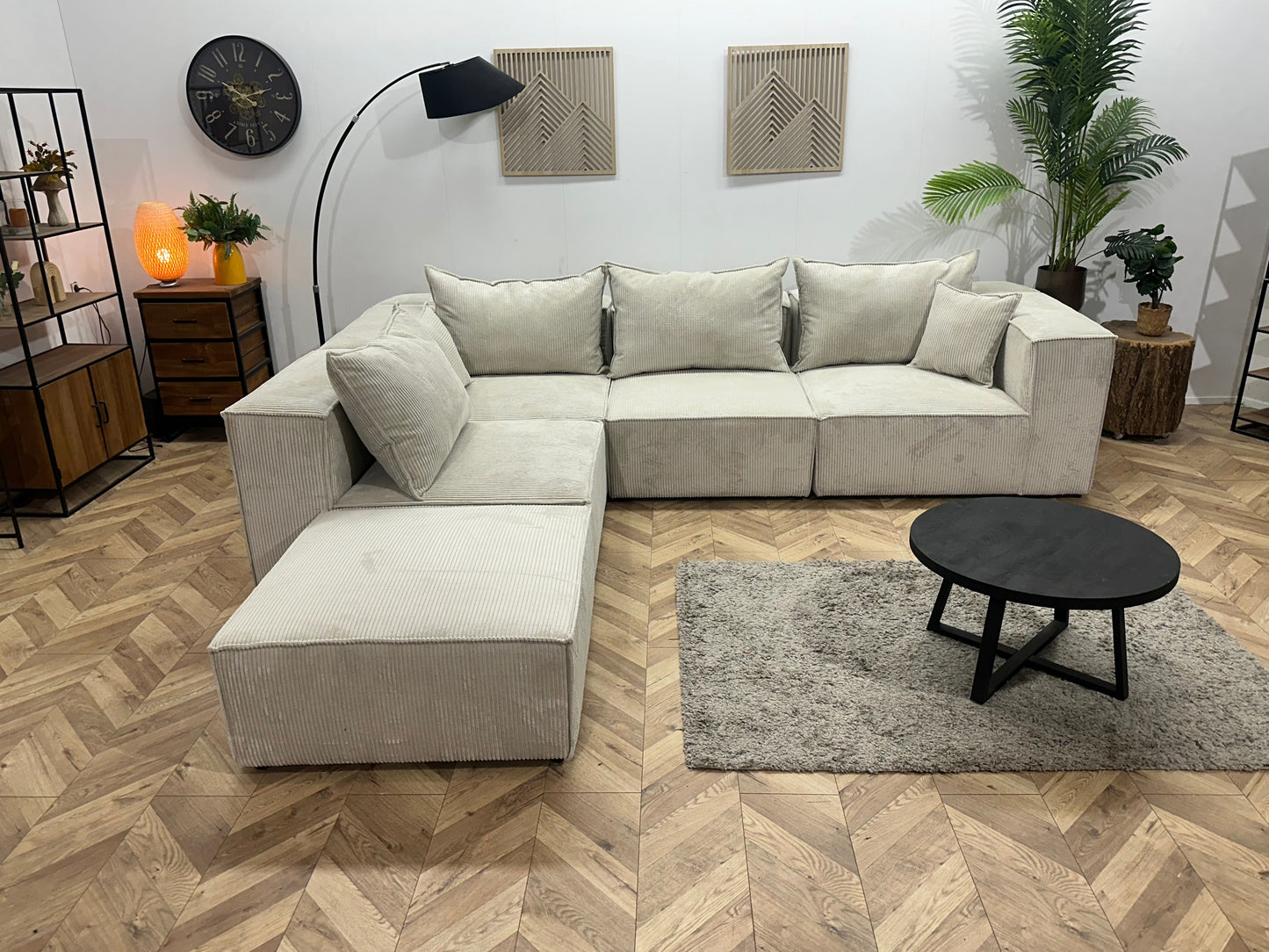 !Showroommodel! Witte Ribstof Hoekzetel ~ Meerdere Opstellingen