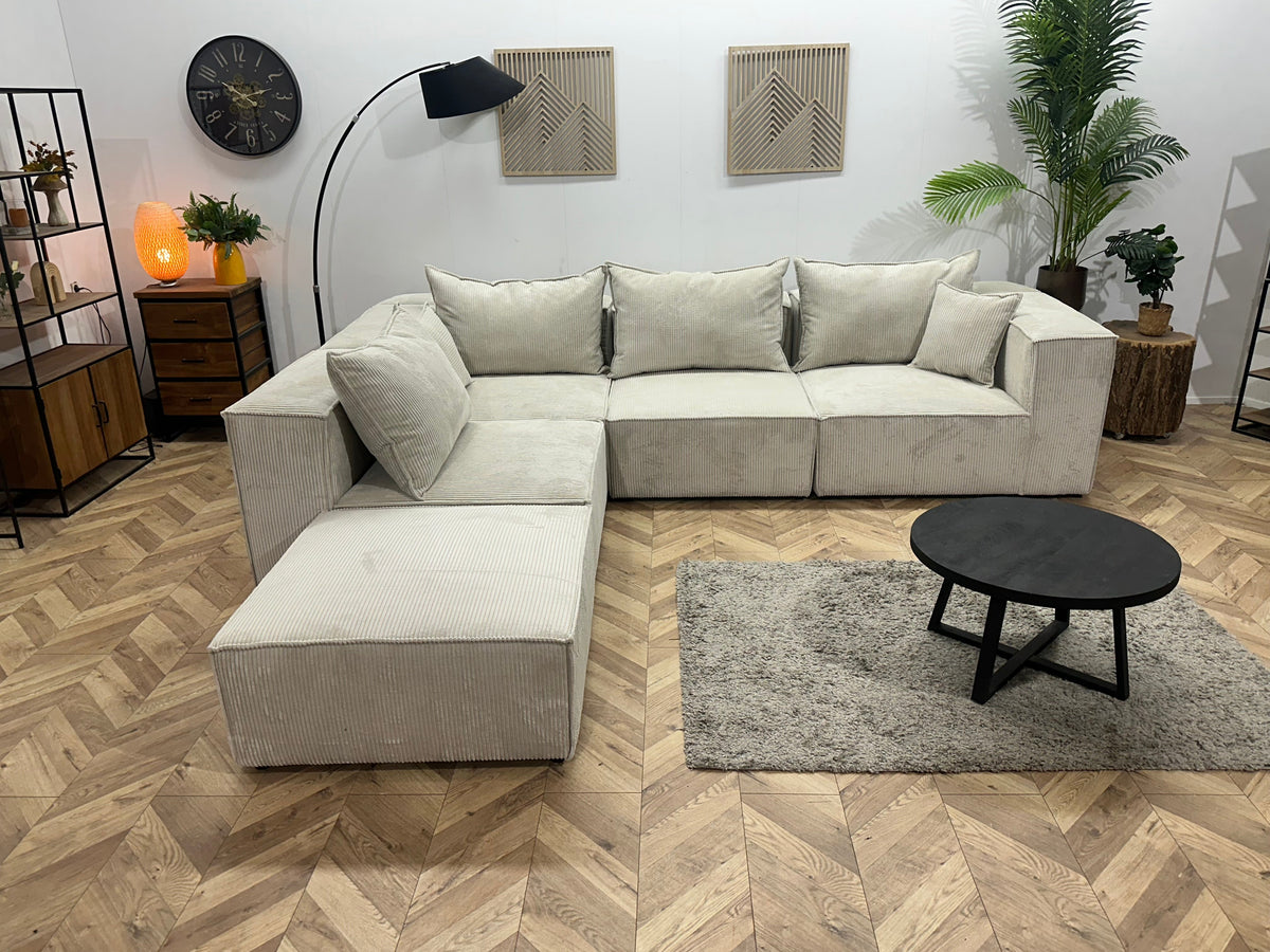 !Showroommodel! Witte Ribstof Hoekzetel ~ Meerdere Opstellingen