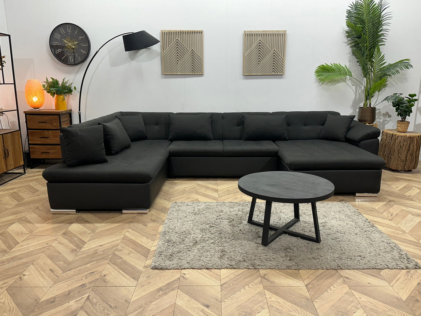 !Showroommodel! Zwarte Stoffen/Lederen U Zetel