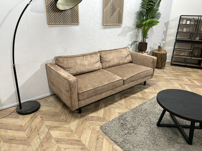 Taupe Velvet 2.5-Zits Zetel ~ Losse Kussens