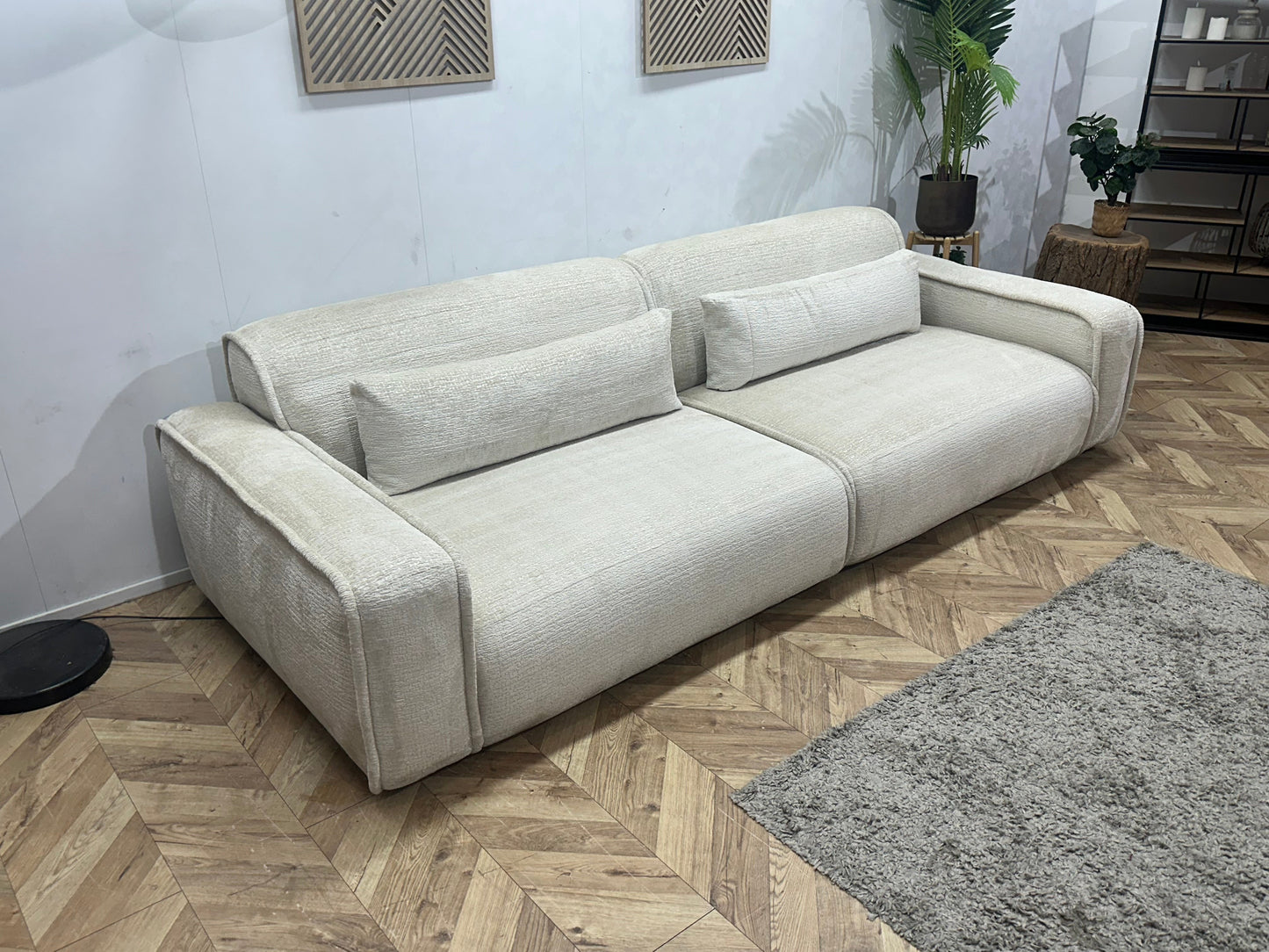Agpol Witte Cremona Stoffen 3-Zits Zetel Inc Hocker ~ Nieuwstaat