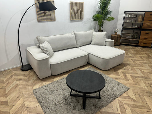!Showroommodel! Witte/Crème Suède Stoffen Hoekzetel