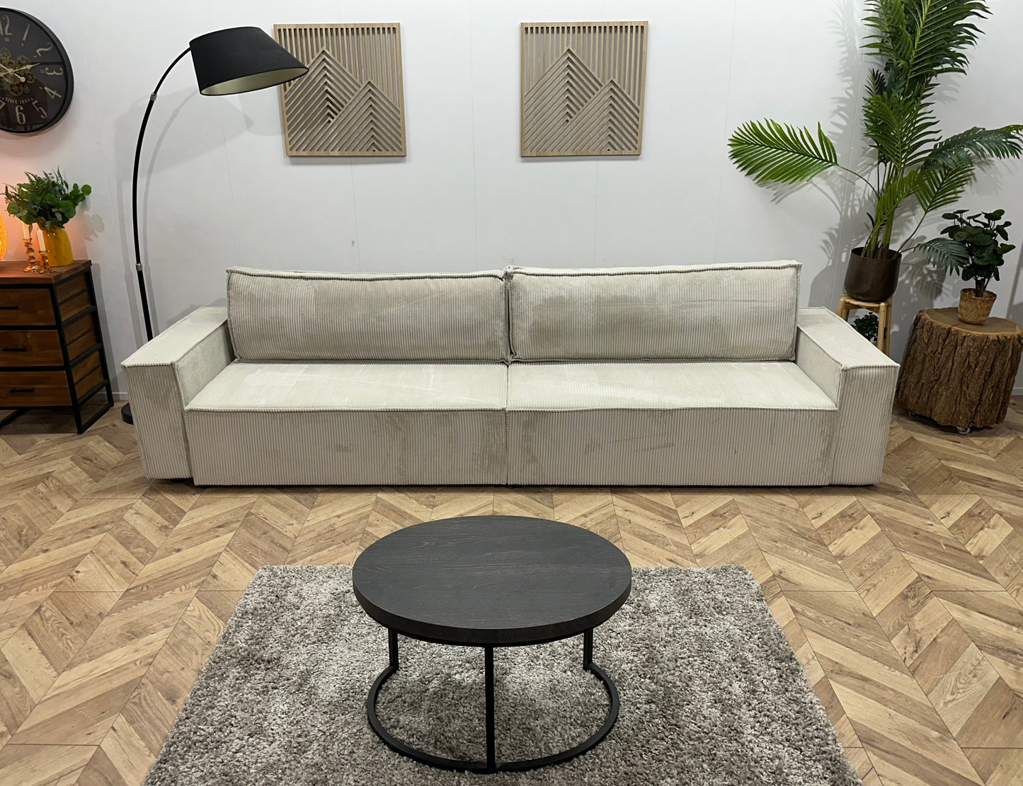 !Showroommodel! Witte Ribstof 4-Zits  Zetel