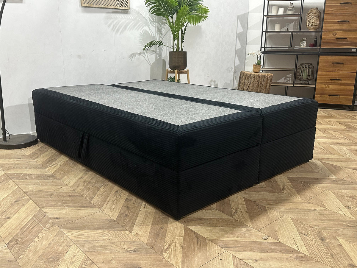 Zwarte Ribstof Boxspring