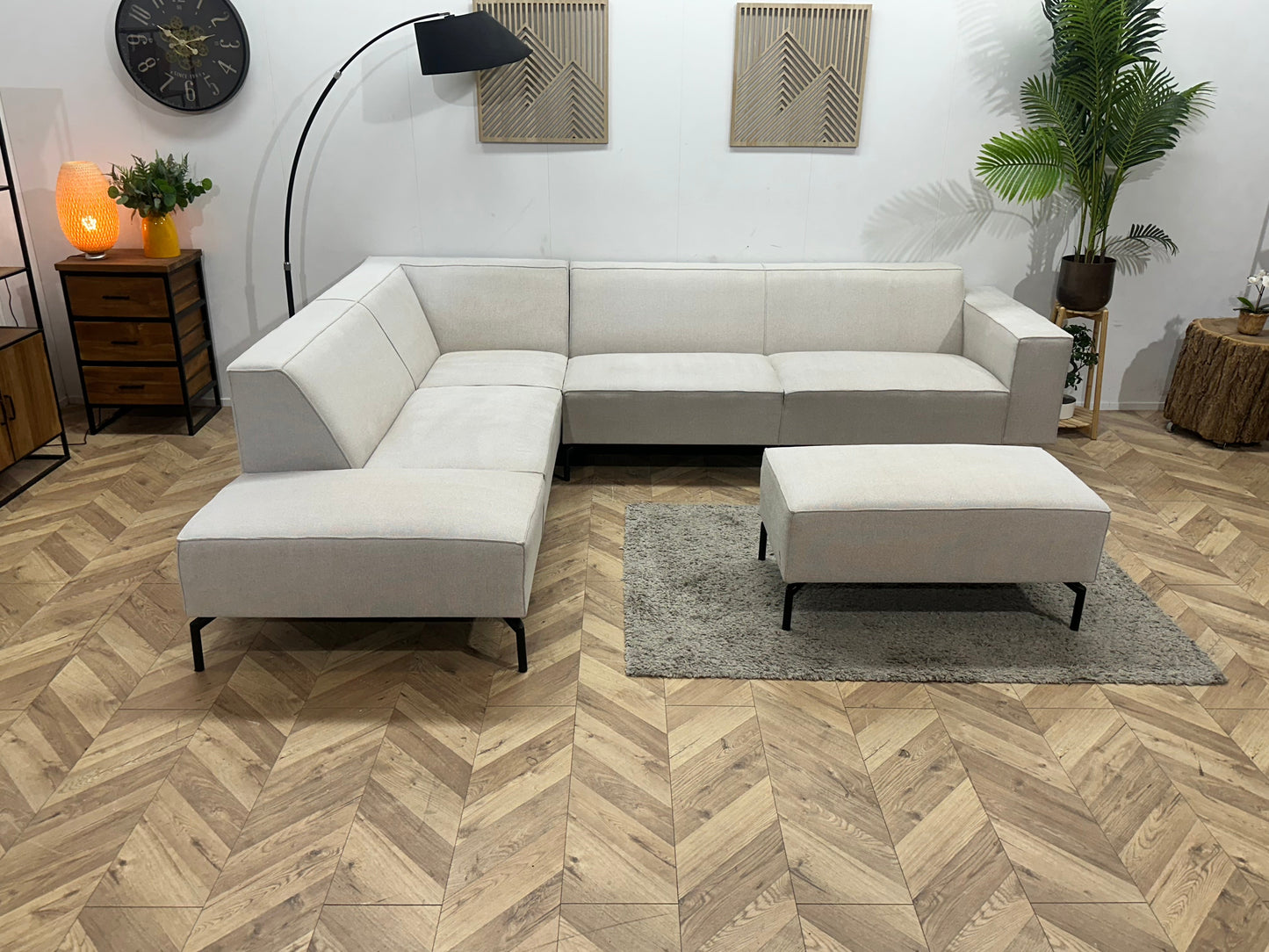 By Sidde Licht Grijze Hoekzetel Inc Hocker ~ Vaste Kussens