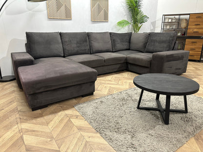 Antraciet Velvet U Zetel ~ Losse Rugkussens Met Afneembare Hoezen