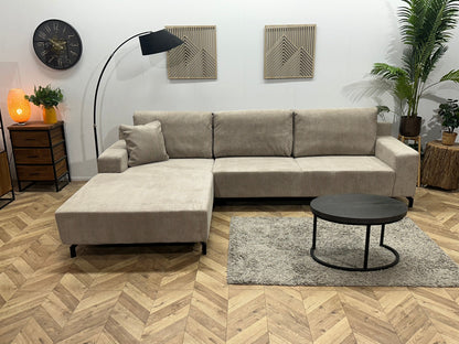 !Showroommodel! Licht Bruine Ribstof Hoekzetel