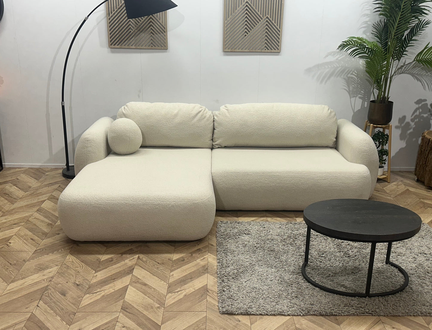 !Showroommodel! Witte Bouclé Stoffen Hoekzetel