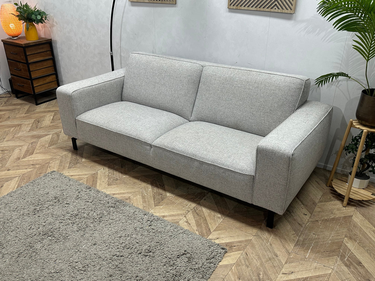 Licht Grijze Suède Stoffen 2.5-Zits Zetel Inc Hocker