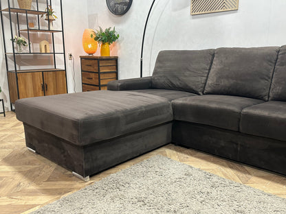 Antraciet Velvet Hoekzetel ~ Losse Rugkussens Met Afneembare Hoezen