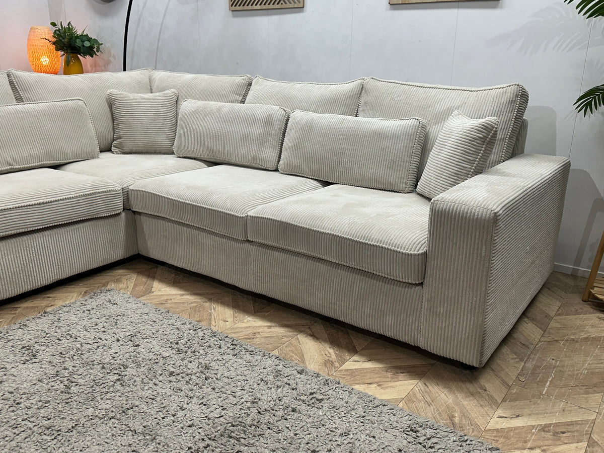 !Showroommodel! Witte Ribstof Hoekzetel