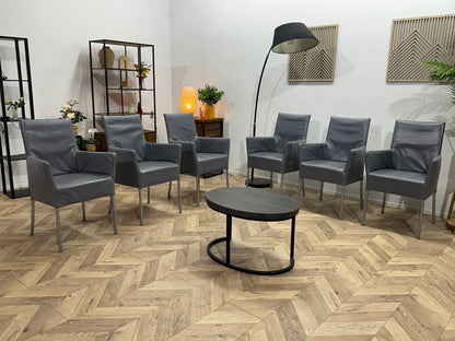Grijze Echt Lederen Stoelen Set