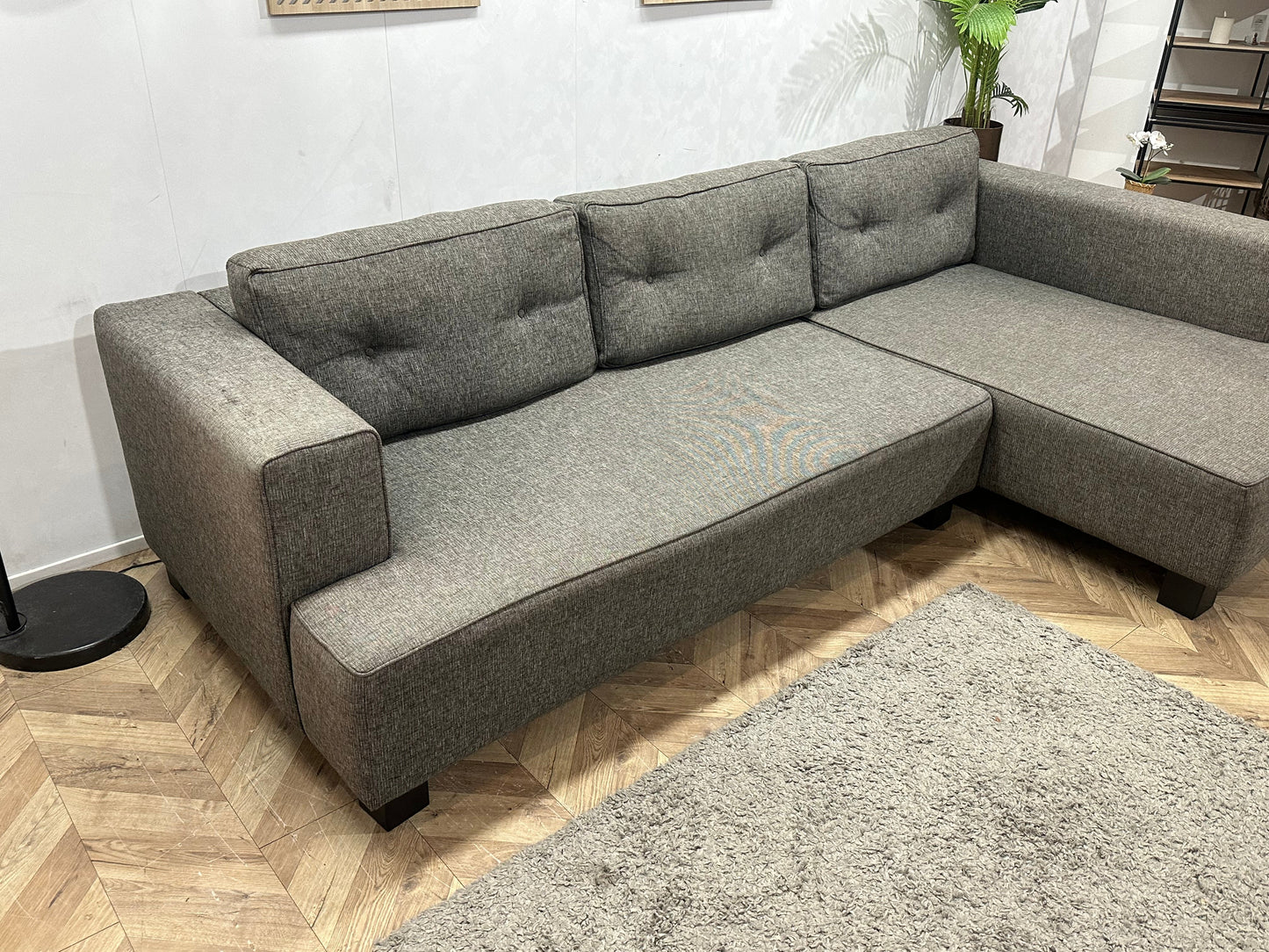 Antraciet Hoekzetel Inc Hocker ~ Losse Rugkussens Met Afneembare Hoezen