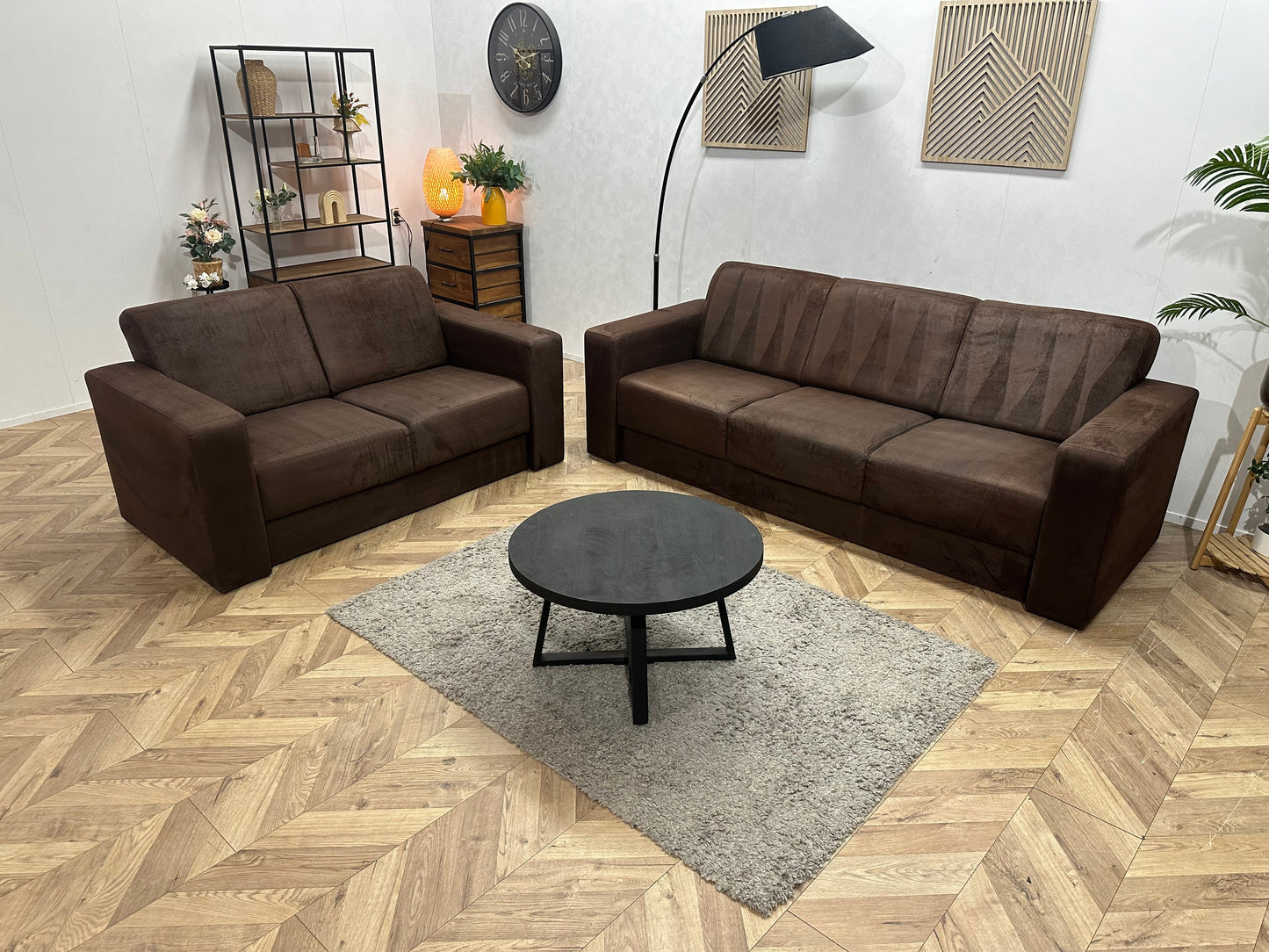Bruine Suède Stoffen Zetels Set ~ Vaste Kussens