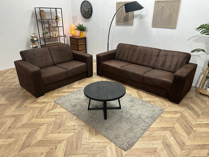Bruine Suède Stoffen Zetels Set ~ Vaste Kussens