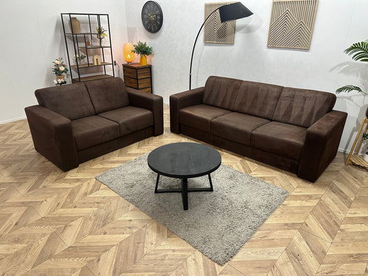 Bruine Suède Stoffen Zetels Set ~ Vaste Kussens