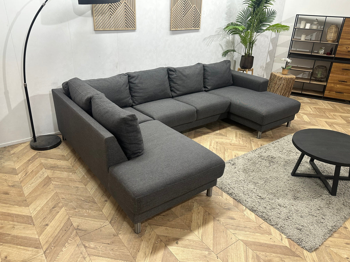 Antraciet U Zetel ~ Losse Rugkussens Met Afneembare Hoezen