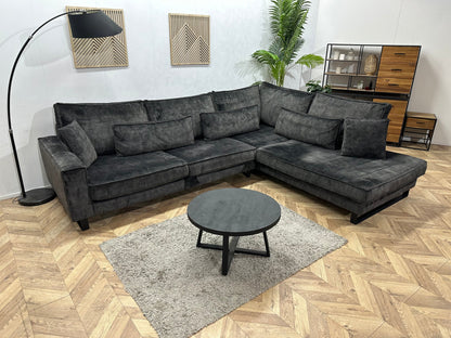 Donker Groene/Antraciet Velvet Hoekzetel ~ Losse Kussens Met Afneembare Hoezen