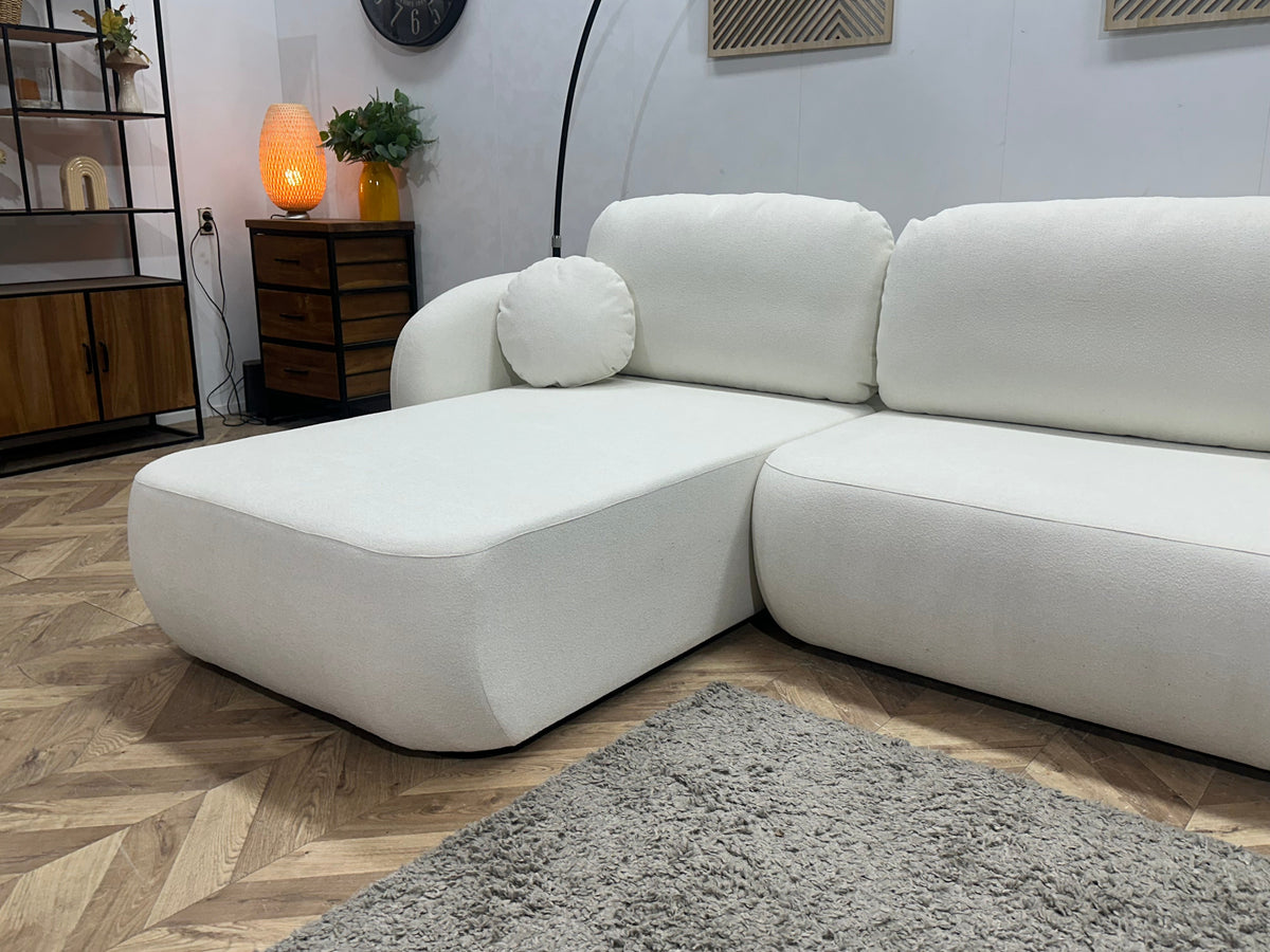 !Showroommodel! Witte Velvet Hoekzetel ~ Slaapfunctie