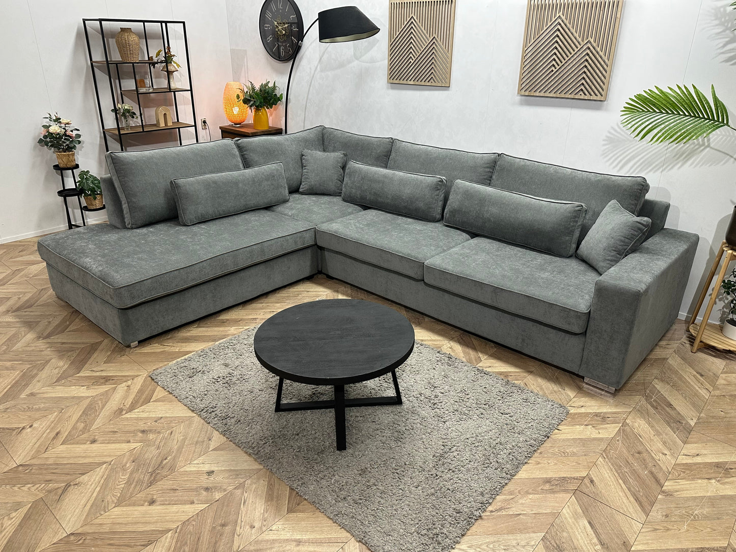 !Showroommodel! Grijze Velvet Hoekzetel