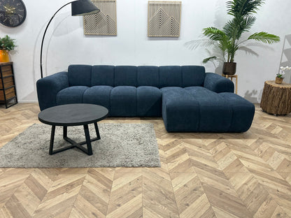 !Showroommodel! Blauwe Chenille Stoffen Hoekzetel