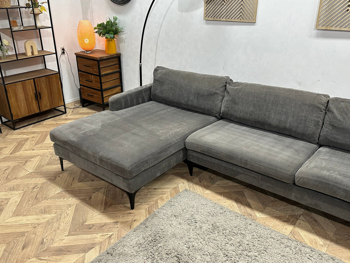 Antraciet Velvet Hoekzetel ~ Losse Kussens Met Afneembare Hoezen