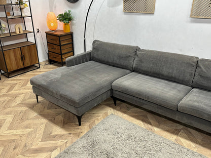 Antraciet Velvet Hoekzetel ~ Losse Kussens Met Afneembare Hoezen