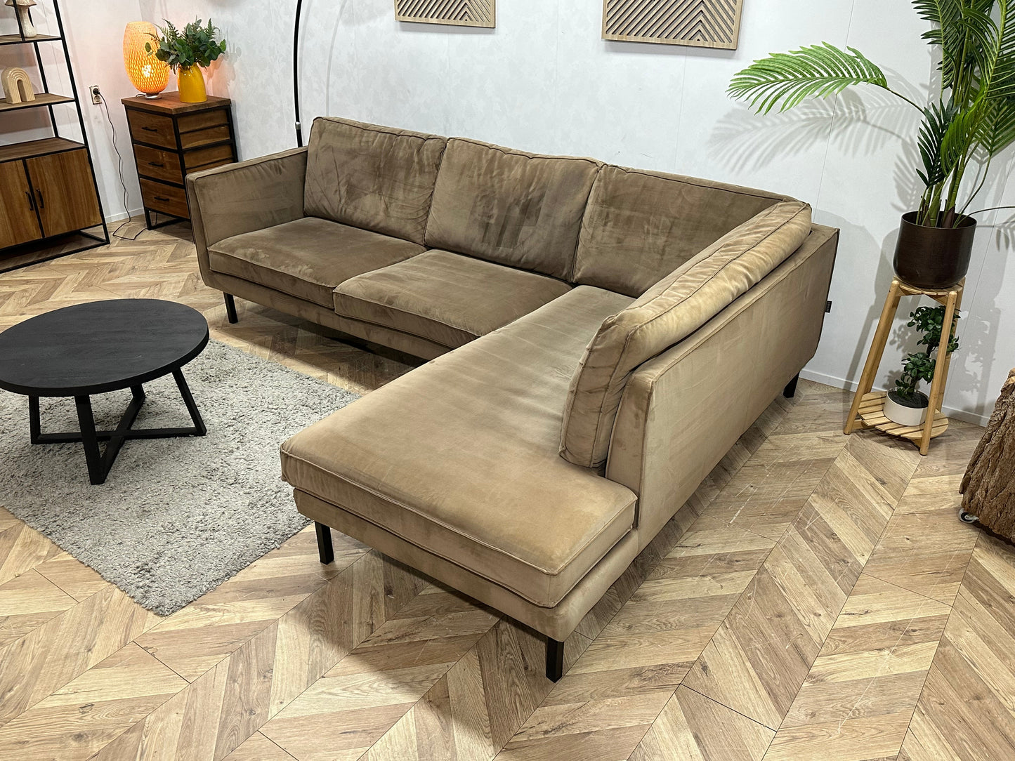 Lifestyle Home Collection Bruine Velvet Hoekzetel ~ Losse Kussens Met Afneembare Hoezen