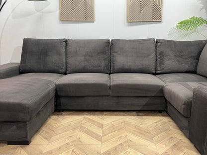 Antraciet Velvet U Zetel ~ Losse Rugkussens Met Afneembare Hoezen