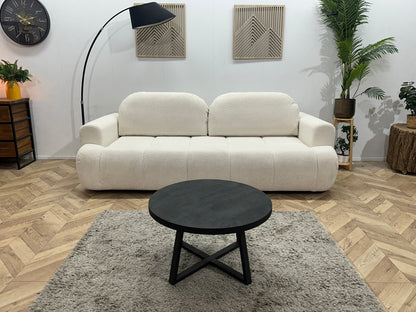 !Showroommodel! Witte Bouclé Stoffen 3-Zits Zetel ~ Slaapfunctie
